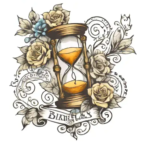 Hourglass With Birthdates Subtly Incorporated