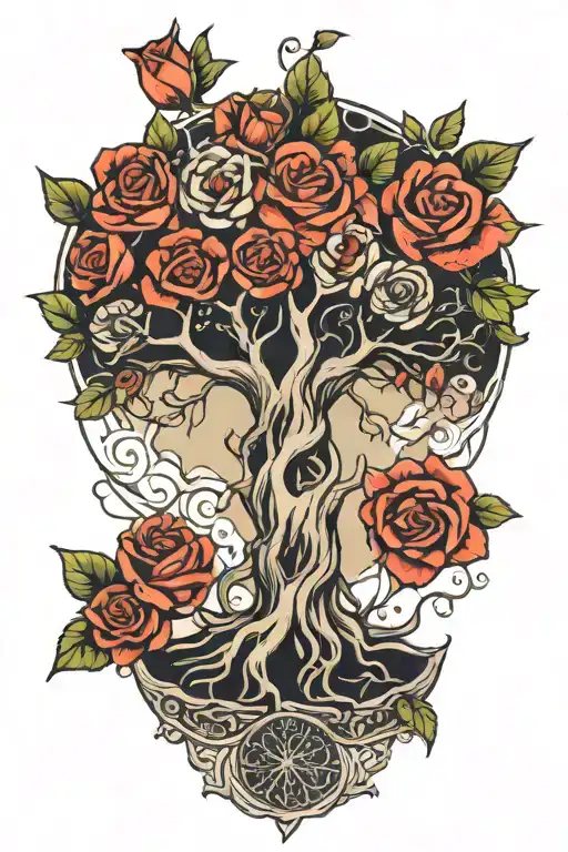 Tree Of Life With Roses As The Roots Forming