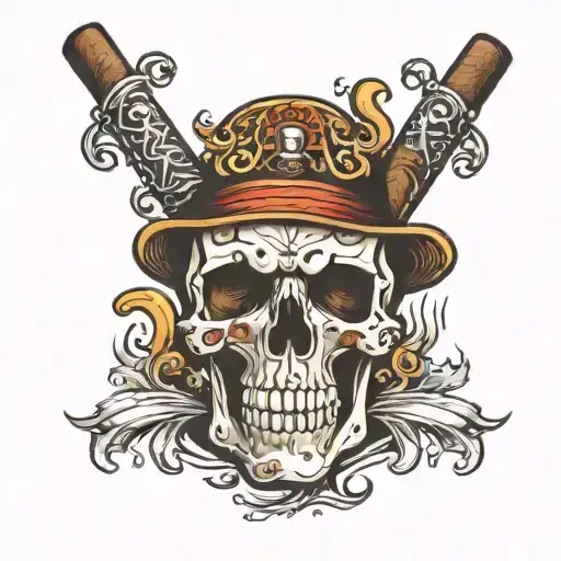 Skull Smoking Cigar With The Letters Cmb