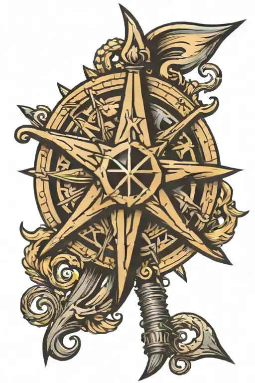 Nautical Star With Trident Piercing