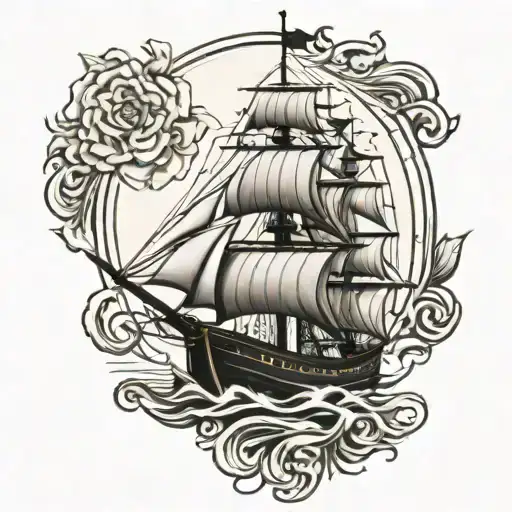 Black And White Sailing Ship