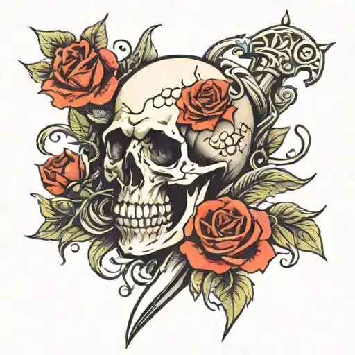 Dagger Skull & Roses Growing