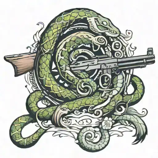 American Rifle With Snake Coiling