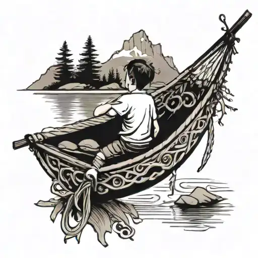 A Kid Looking At A River Mountain Hammock