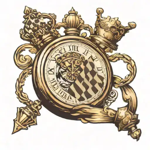 Pocket Watch With King Chess Piece On Forarm Till The
