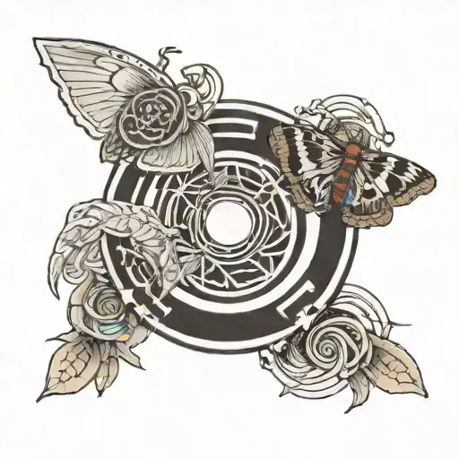 Enso Circle With A Silver Y Moth In The Centre