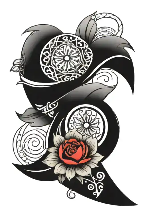 Arm Band Tattoo With Circle Heart In Middle Thumb