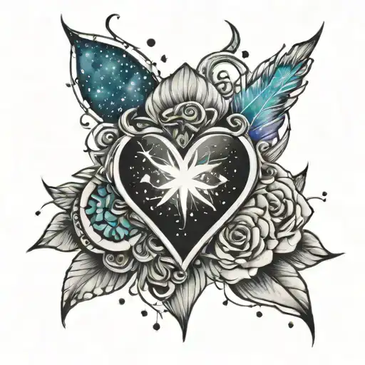 A Full Armband Tattoo With A Galaxy Heart In The Center