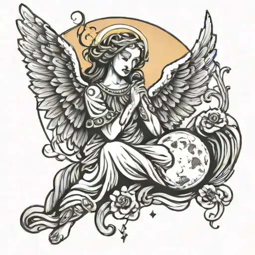 Thankful Angel And Moon