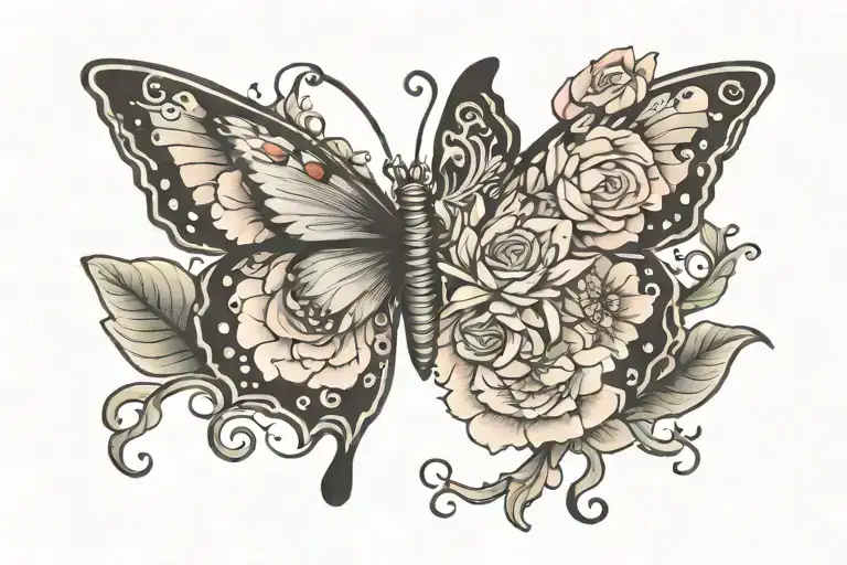 Butterfly With Lotus Flower