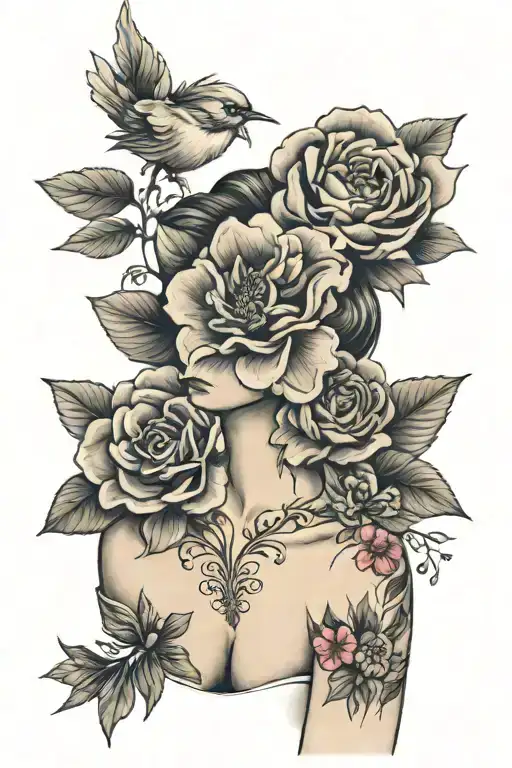 Flowers On A Girl's Collarbone