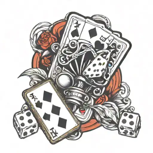 Deck Of Cards And Dice Intertwined