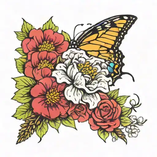 July Birth Flower With February Birth Flowrt Bouquet