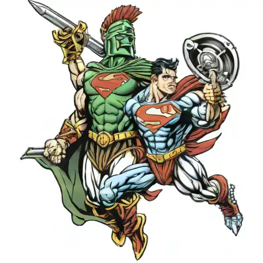 Spartan Warrior With Superman On His Chest