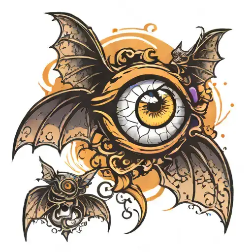 Eye And Bat Flying