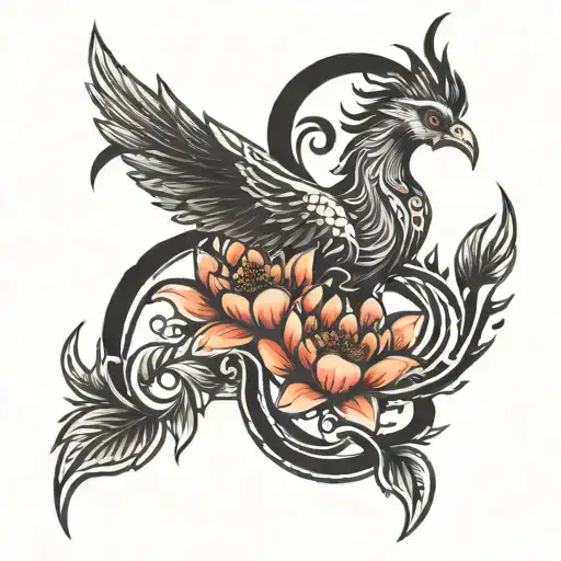 Phoenix And Lotus Flower