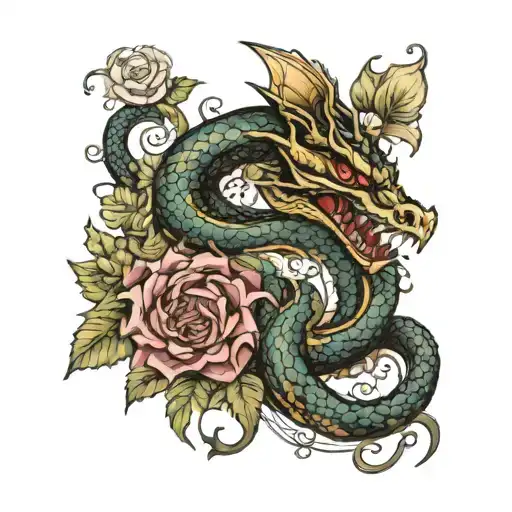Dragon Snake With Flowers And Music