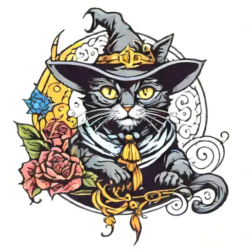 Wizard Black Cat Sitting