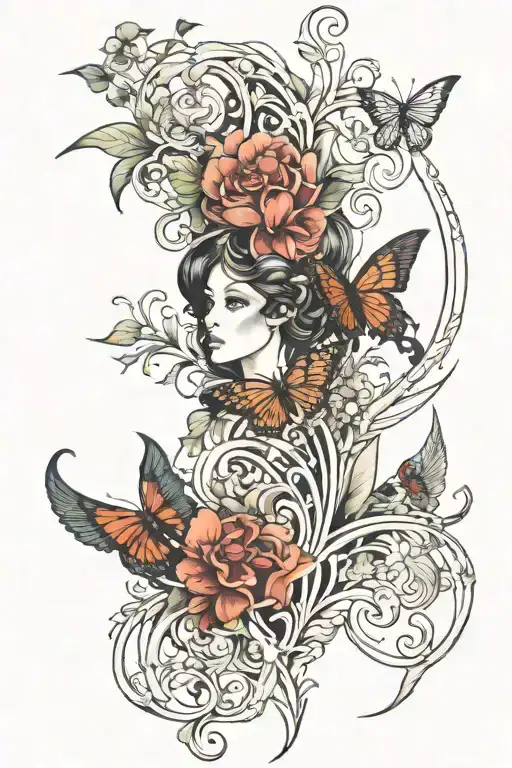 Art Nouveau Style Design Incorporating Gothic Elements