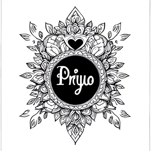Virgo Symbol Incorporated With Priya Name Design With Heart