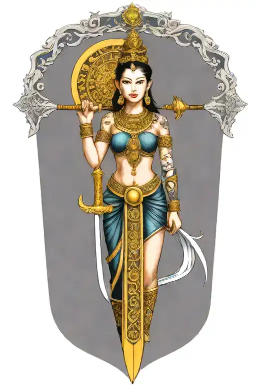 Thai Goddess Sword And Shield