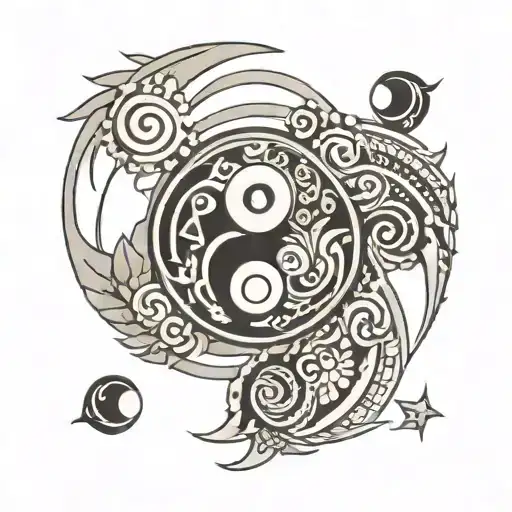 Yin Yang With Aztec Pattern Incorporated