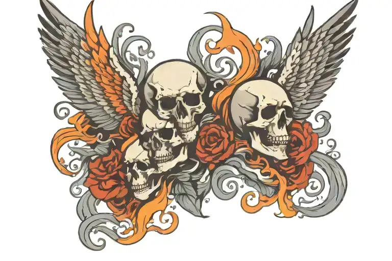 Skulls Phoenix Rising From Ashes