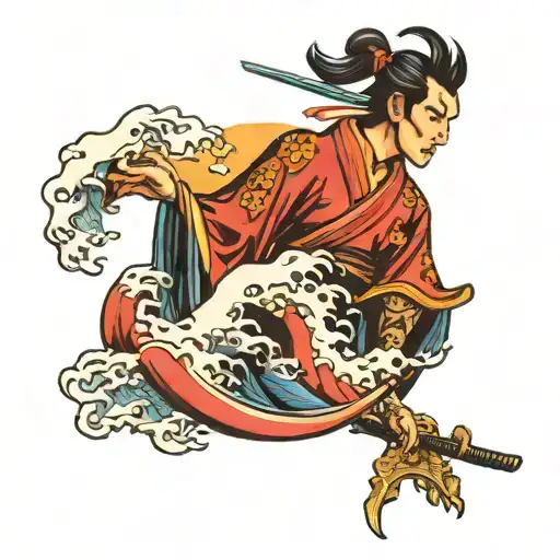 Samurai Waves Flowing