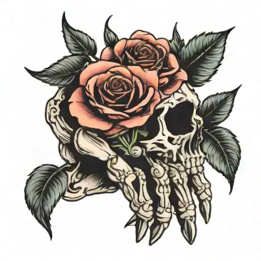 Skelton Hand With Rose Growing