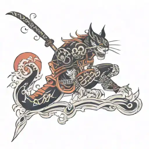 Create A Tattoo Full Left Leg With Black And Little Red Japanese Style