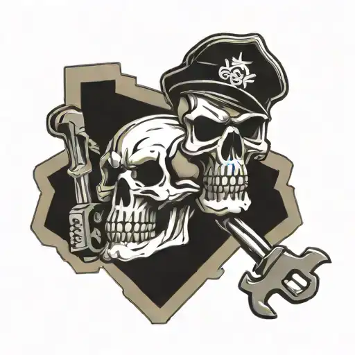 Chevy Logo Skull With Pistons