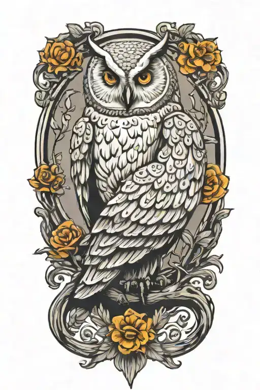 White Owl Sitting Alone Symbol Of Godess Athina