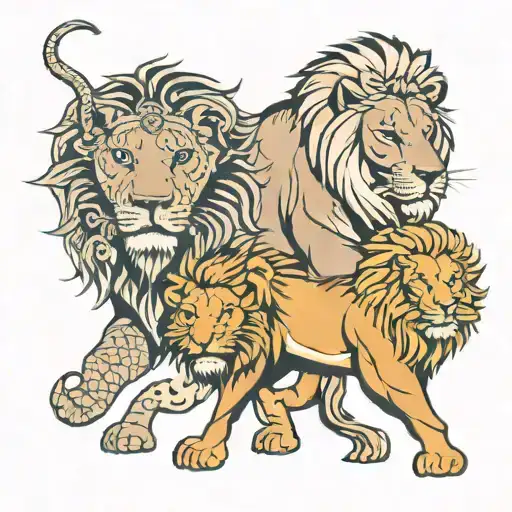 Couragious Elephant And Fierce Lion