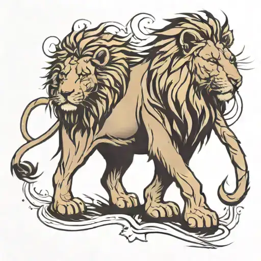 Couragious Elephant And Fierce Lion