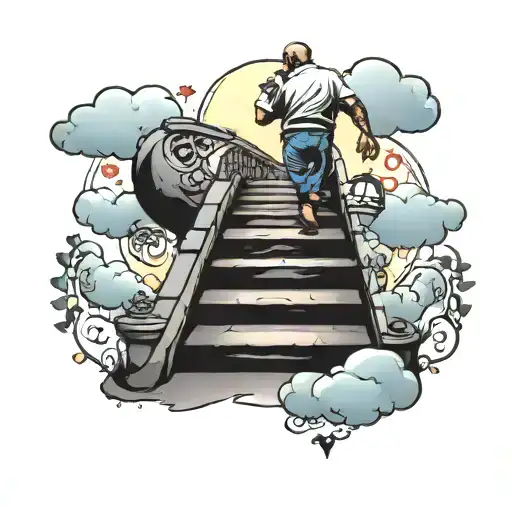 Dad Walking Up Stairs To Heaven