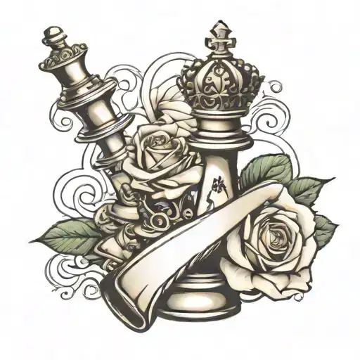Queen Chess Piece With Rose Intertwined