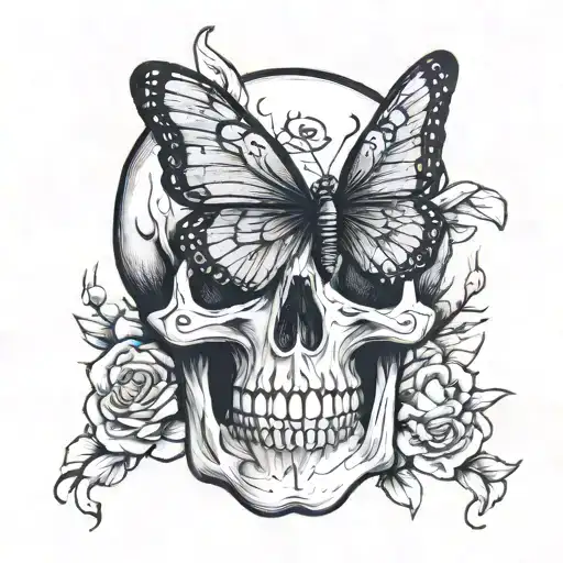 Skull With Butterfly
