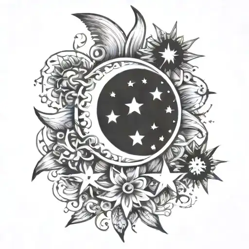 Sun Moon Stars Representing A Mother's Love