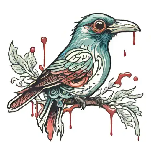 Bird With Giant Eyeball As Head With Blood Dripping