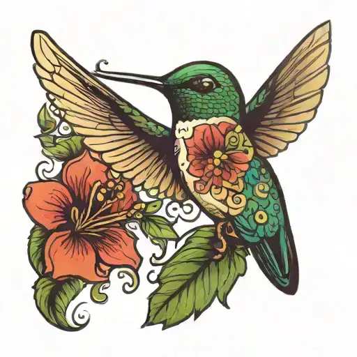 A Hummingbird Fighting A Butterfly Flying