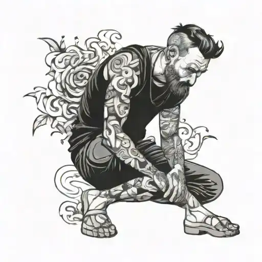 A Full Body Man Affraid And Worried With Anxiety Mental Health