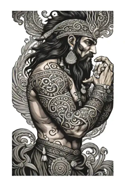 Cover Tattoo On Biceps Signifying Indian Mythology