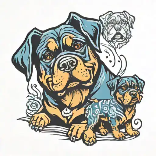Rottweiller And Bluey Cartoon Character