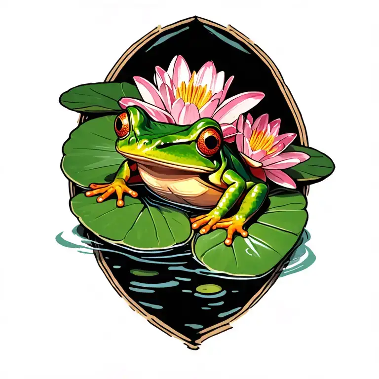 Frog On A Lily Pad