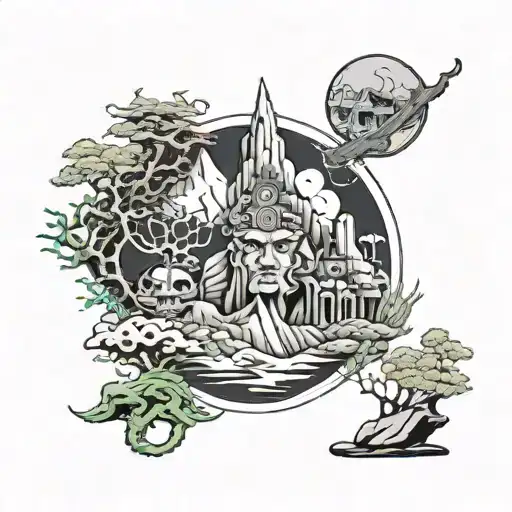 Lord Shive In Kailash Mountain Landscape