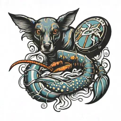 Lobster Buoys Fish Dog Surrounded