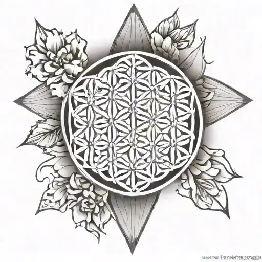 Flower Of Life Pattern With Clouds On Top For My Inner Bicep