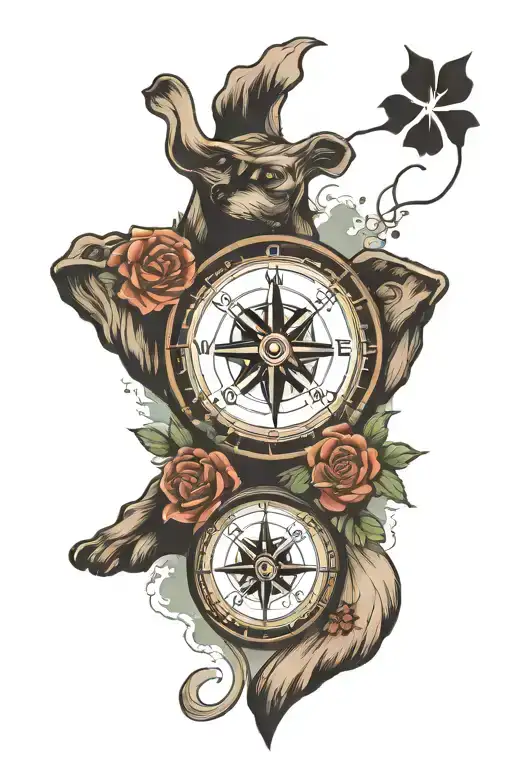 Compass Dog Paw Prints Stairway To Heaven