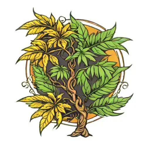 Palm Tree Cannabis Leaf Intertwined