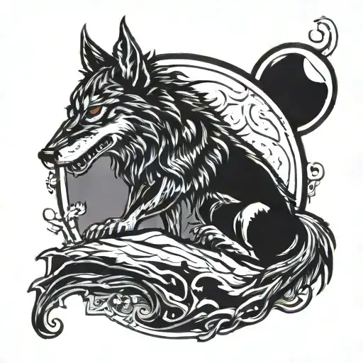 Demon Wolf Howling At The Moon